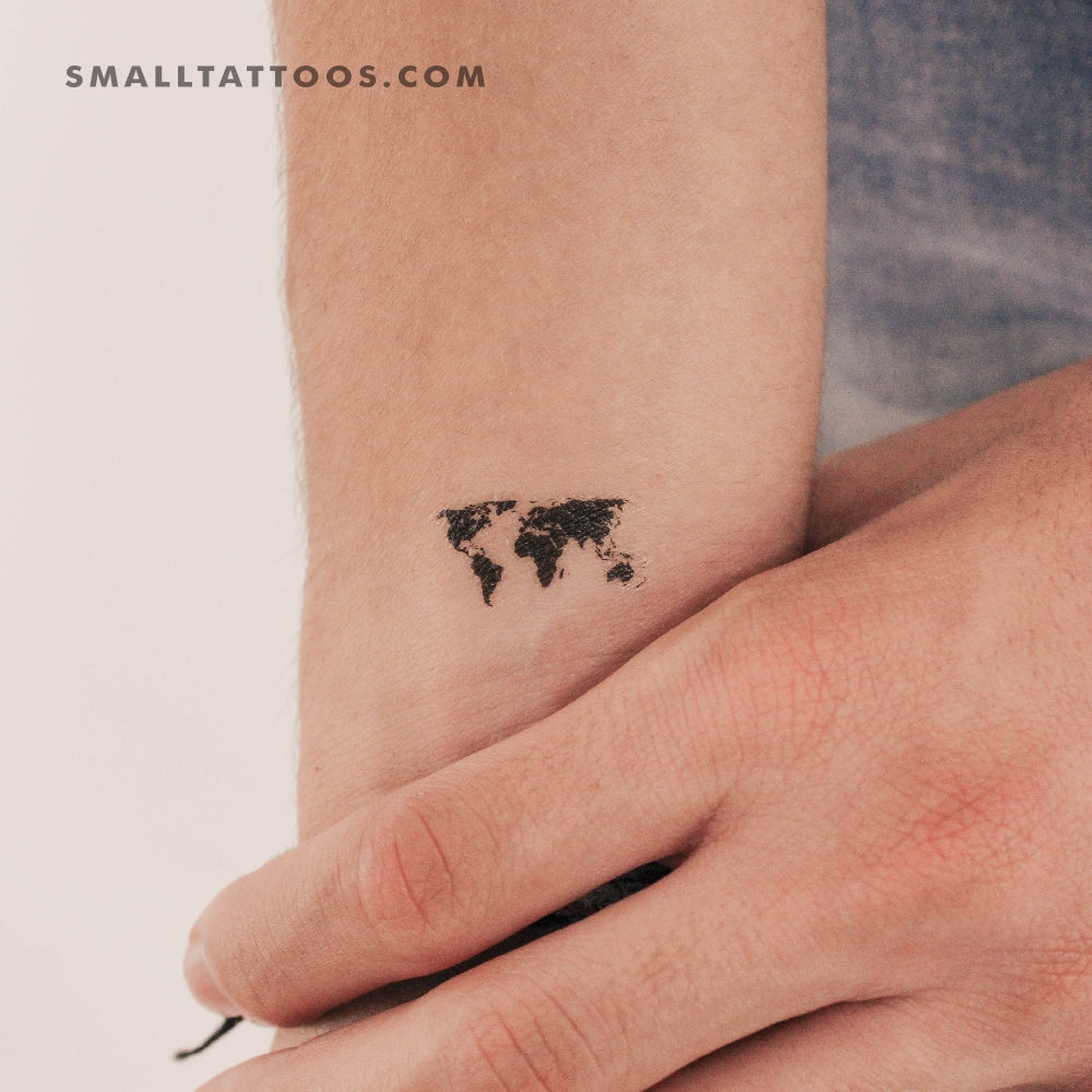 Tatuaje temporal de mapa del mundo pequeño (juego de 3)