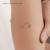 Virginia Map Outline Temporary Tattoo (Set of 3)