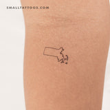 Massachusetts Map Outline Temporary Tattoo (Set of 3)