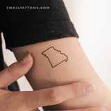 Missouri Map Outline Temporary Tattoo (Set of 3)