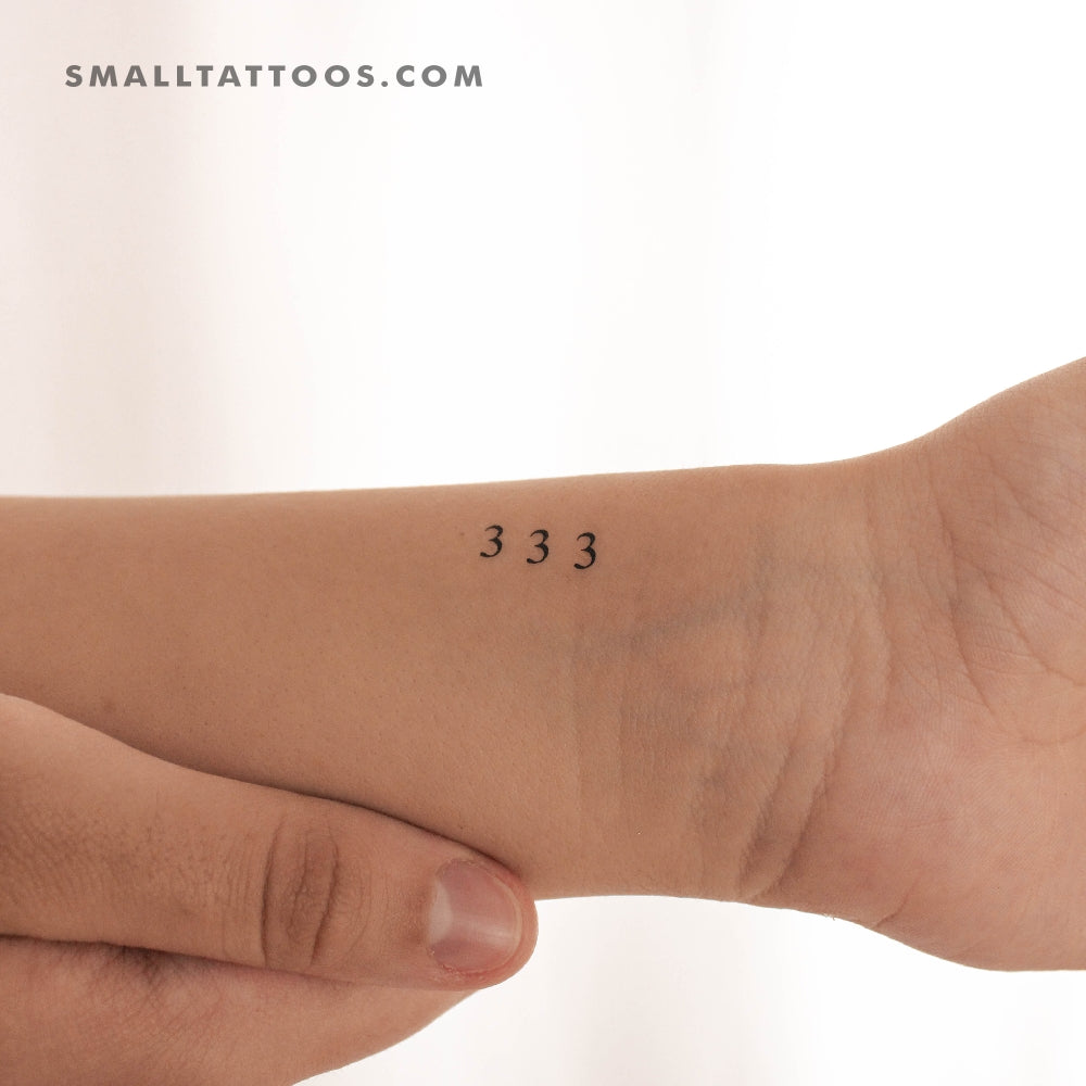 Small 333 Angel Number Temporary Tattoo (Set of 3)