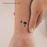 Small Palm Tree And Crescent Temporary Tattoo (Set of 3)