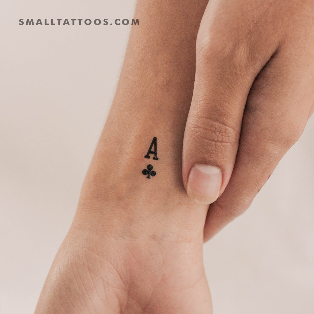 Small Ace Of Clubs Temporary Tattoo (Set of 3)
