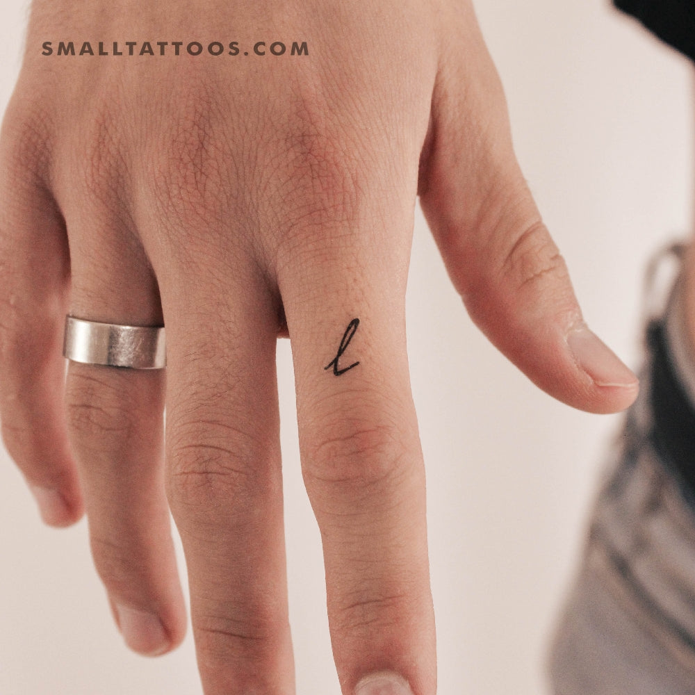 Tatuaje temporal de letra L escrita a mano (juego de 3)