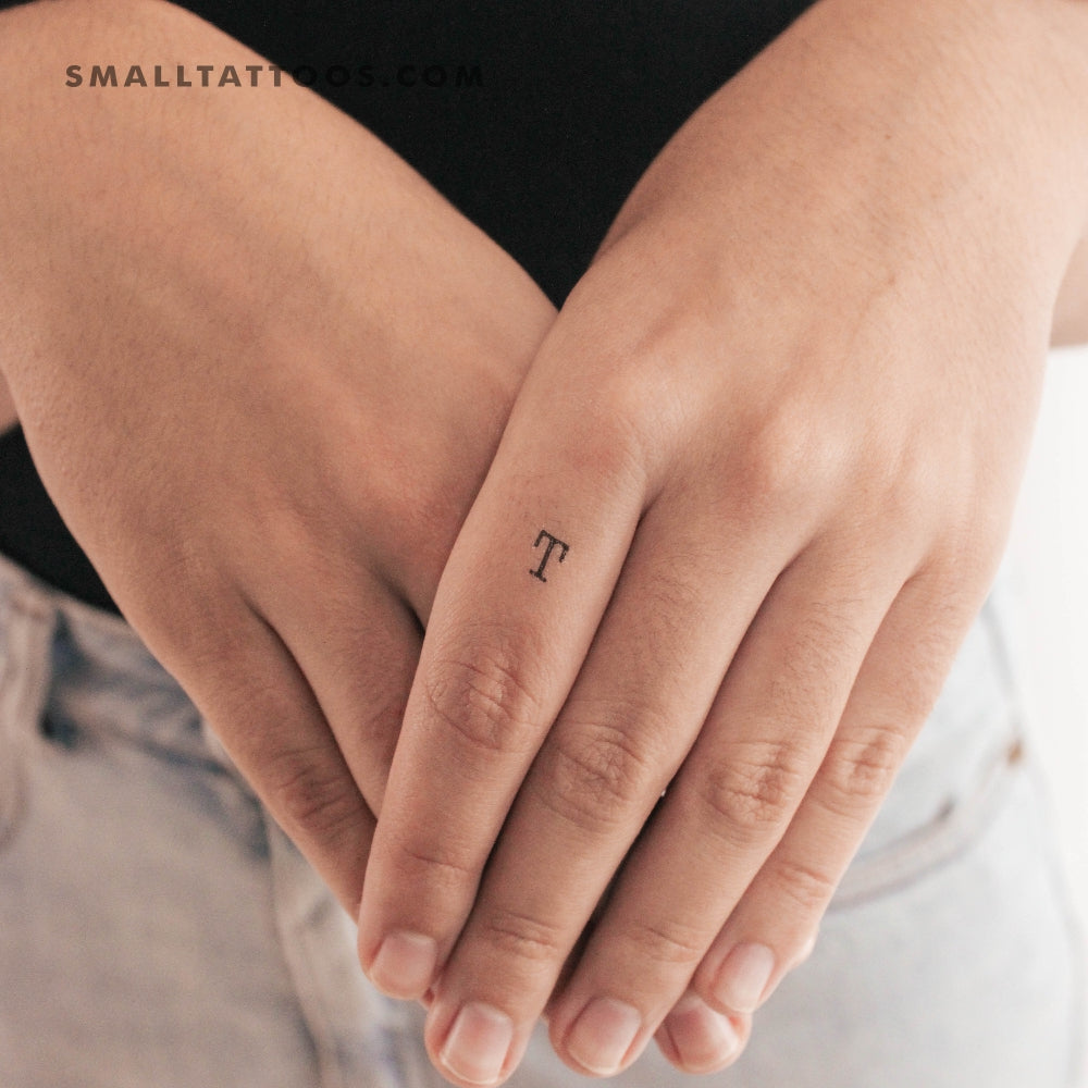 T Uppercase Typewriter Letter Temporary Tattoo (Set of 3)