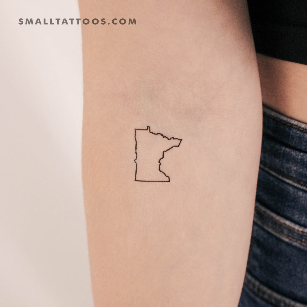 Minnesota Map Outline Temporary Tattoo (Set of 3) Small Tattoos