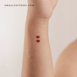 Two Red Hearts Temporary Tattoo (Set of 3)