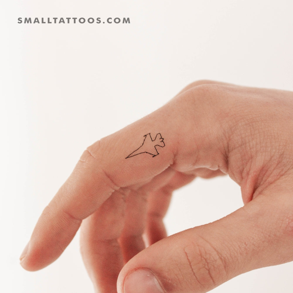 Jet Fighter Outline Temporary Tattoo (Set of 3)