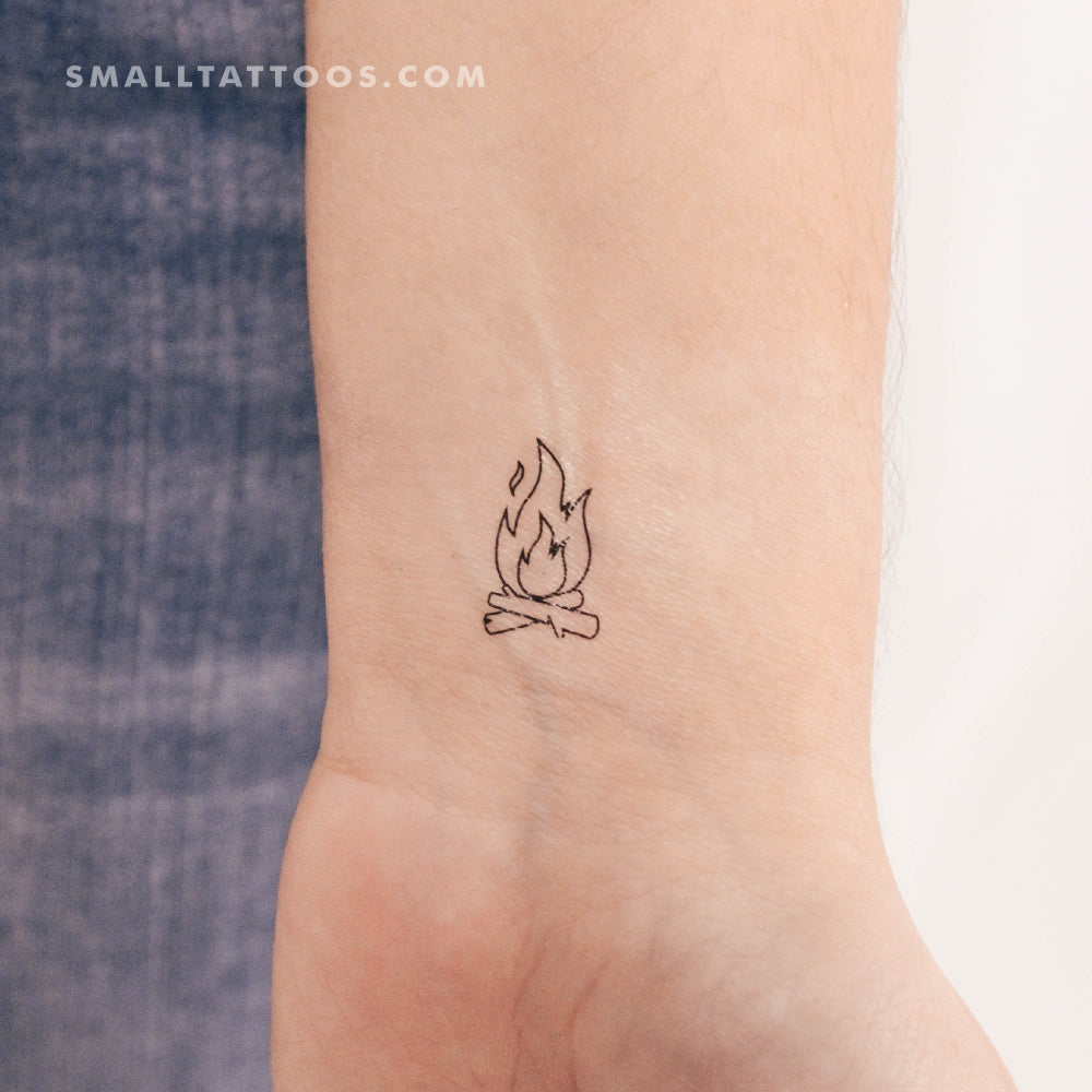 Minimalist Bonfire Temporary Tattoo (Set of 3)