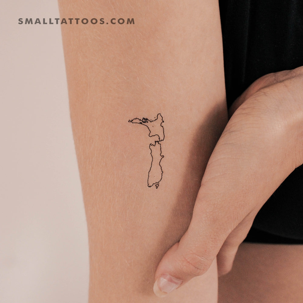 Tatuaje temporal del mapa de Nueva Zelanda (juego de 3)