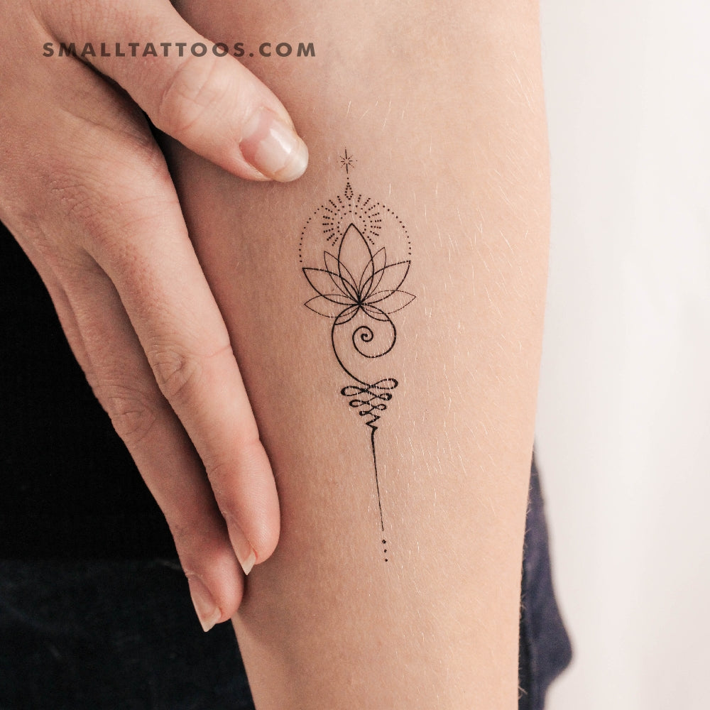 Tatuaje temporal de loto Unalome iluminado (juego de 3)