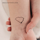 South Carolina Map Outline Temporary Tattoo (Set of 3)