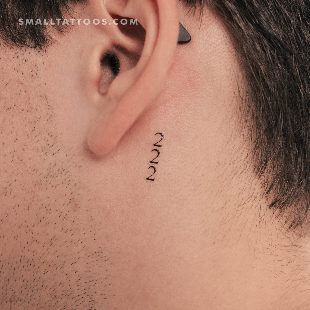 Small 222 Vertical Temporary Tattoo (Set of 3)