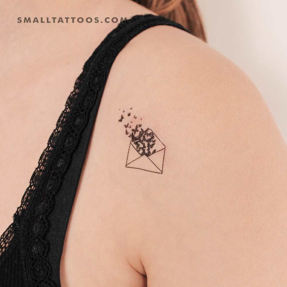 Tatuaje temporal de letra de mariposa (juego de 3)