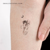 Mermaid And Crescent Moon Temporary Tattoo (Set of 3)