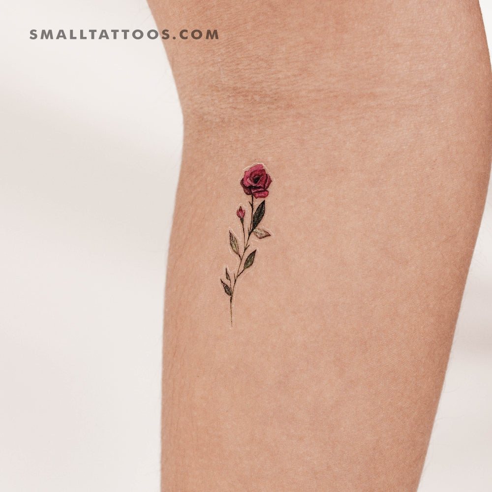 Pink Rose By Lena Fedchenko Temporary Tattoo (Set of 3)