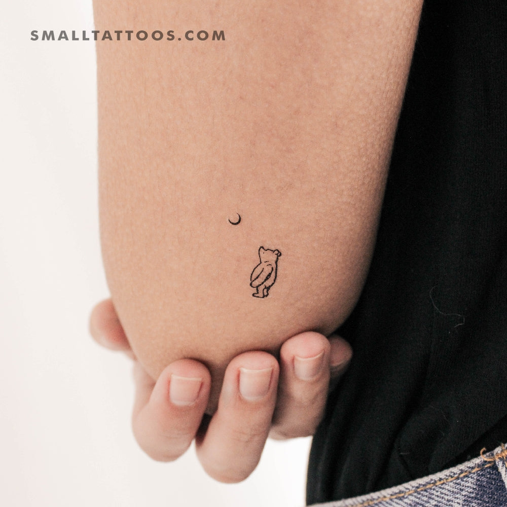 Pooh Bear And Moon Temporary Tattoo (Set of 3)