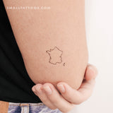 France Map Outline Temporary Tattoo (Set of 3)