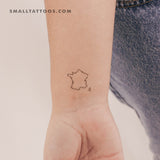 France Map Outline Temporary Tattoo (Set of 3)