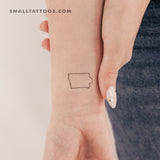 Iowa Map Outline Temporary Tattoo (Set of 3)