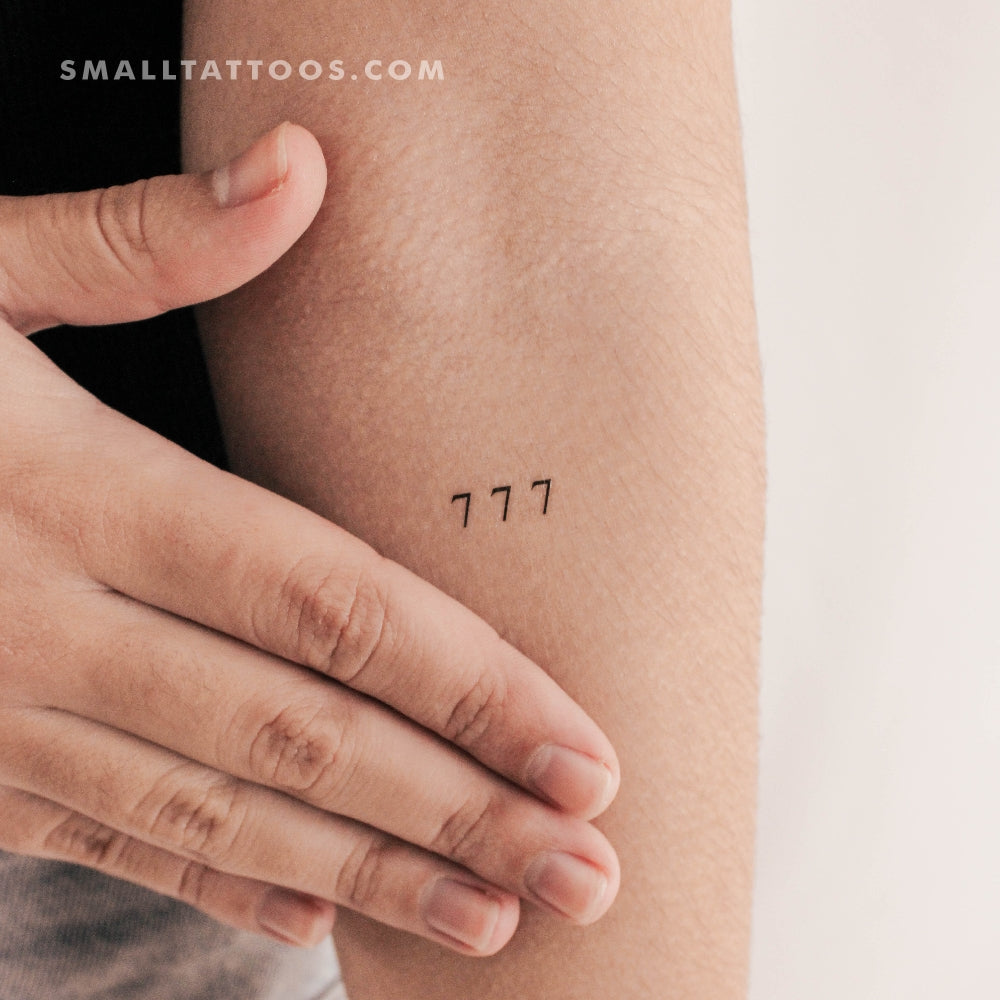 Small 777 Angel Number Temporary Tattoo (Set of 3)