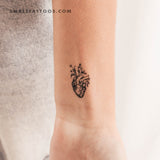 Human Heart And Flowers Temporary Tattoo (Set of 3)