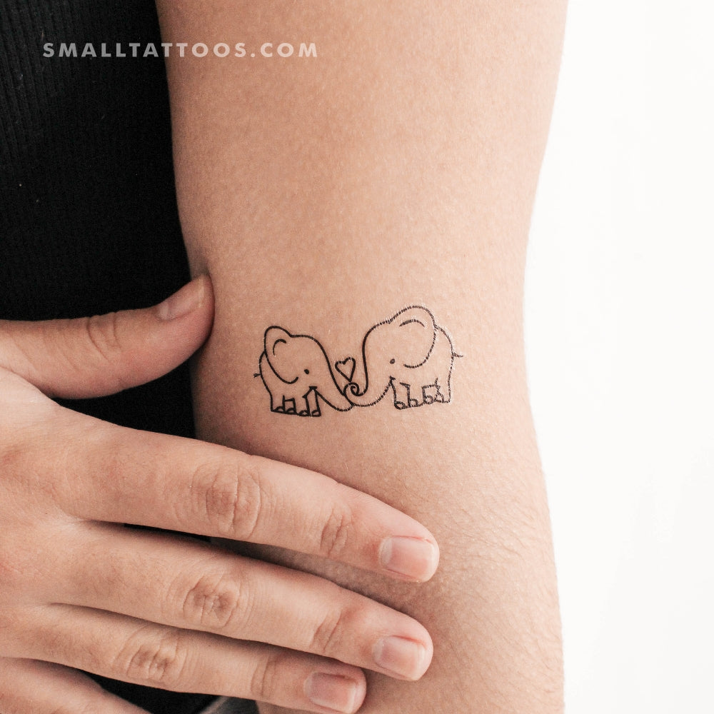 Elephants In Love Temporary Tattoo (Set of 3)