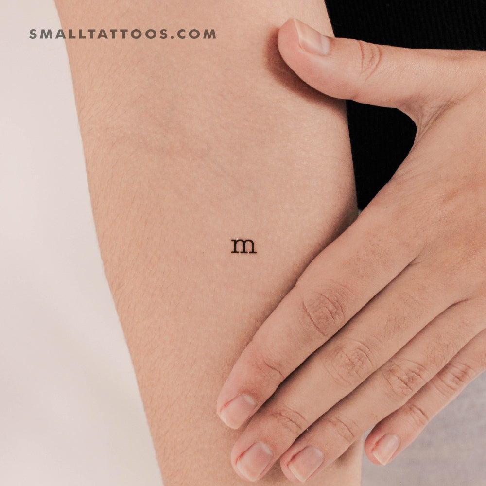 M Lowercase Typewriter Letter Temporary Tattoo (Set of 3)