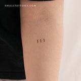 Small 111 Angel Number Temporary Tattoo (Set of 3)