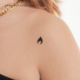 Black Fire Flame Temporary Tattoo (Set of 3)