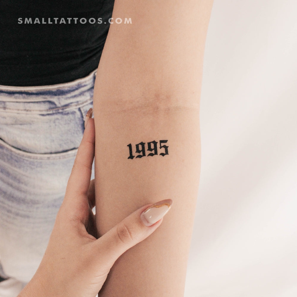 Tatuaje temporal gótico del año de nacimiento 1995 (juego de 3)
