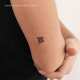 Gothic Style Uppercase W Letter Temporary Tattoo (Set of 3)