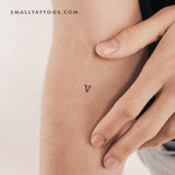 V Uppercase Typewriter Letter Temporary Tattoo (Set of 3)