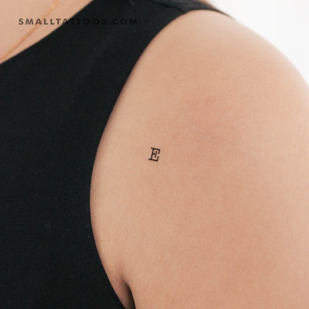 E Uppercase Typewriter Letter Temporary Tattoo (Set of 3)