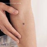 N Uppercase Typewriter Letter Temporary Tattoo (Set of 3)