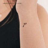 P Handwritten Letter Temporary Tattoo (Set of 3)