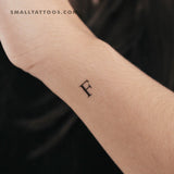 F Uppercase Serif Letter Temporary Tattoo (Set of 3)