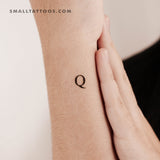 Q Uppercase Serif Letter Temporary Tattoo (Set of 3)