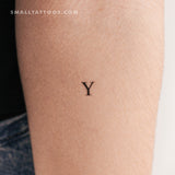 Y Uppercase Serif Letter Temporary Tattoo (Set of 3)