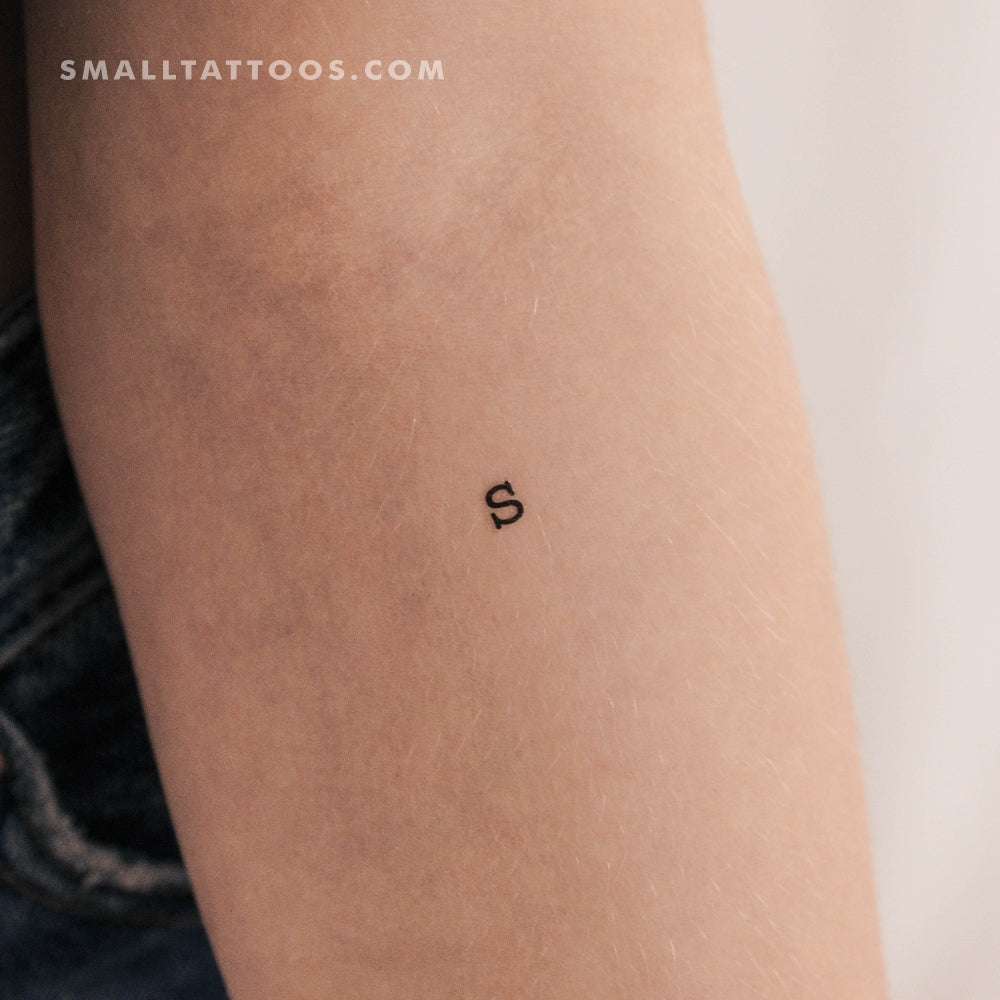 S Lowercase Typewriter Letter Temporary Tattoo (Set of 3)