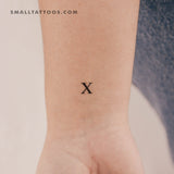 X Uppercase Serif Letter Temporary Tattoo (Set of 3)