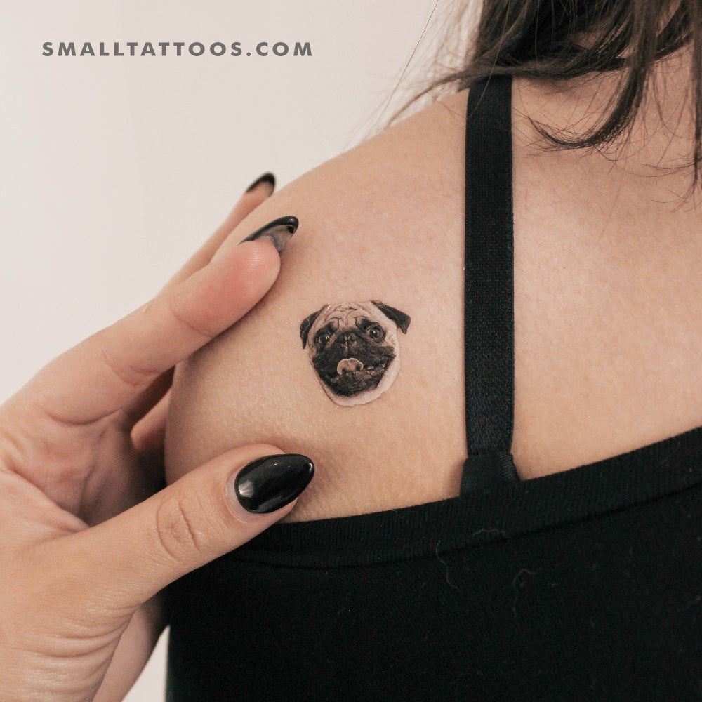 Tatuaje temporal de retrato de pug (juego de 3)
