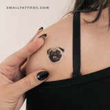 Pug Portrait Temporary Tattoo (Set of 3)