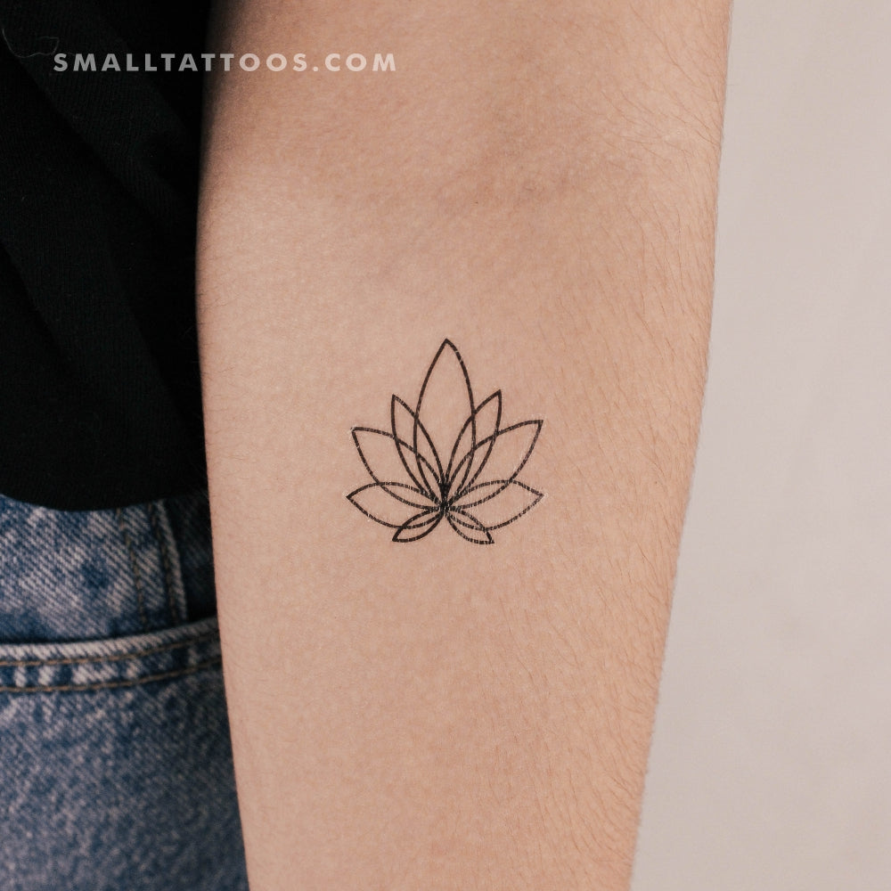 Line Lotus Temporary Tattoo (Set of 3)