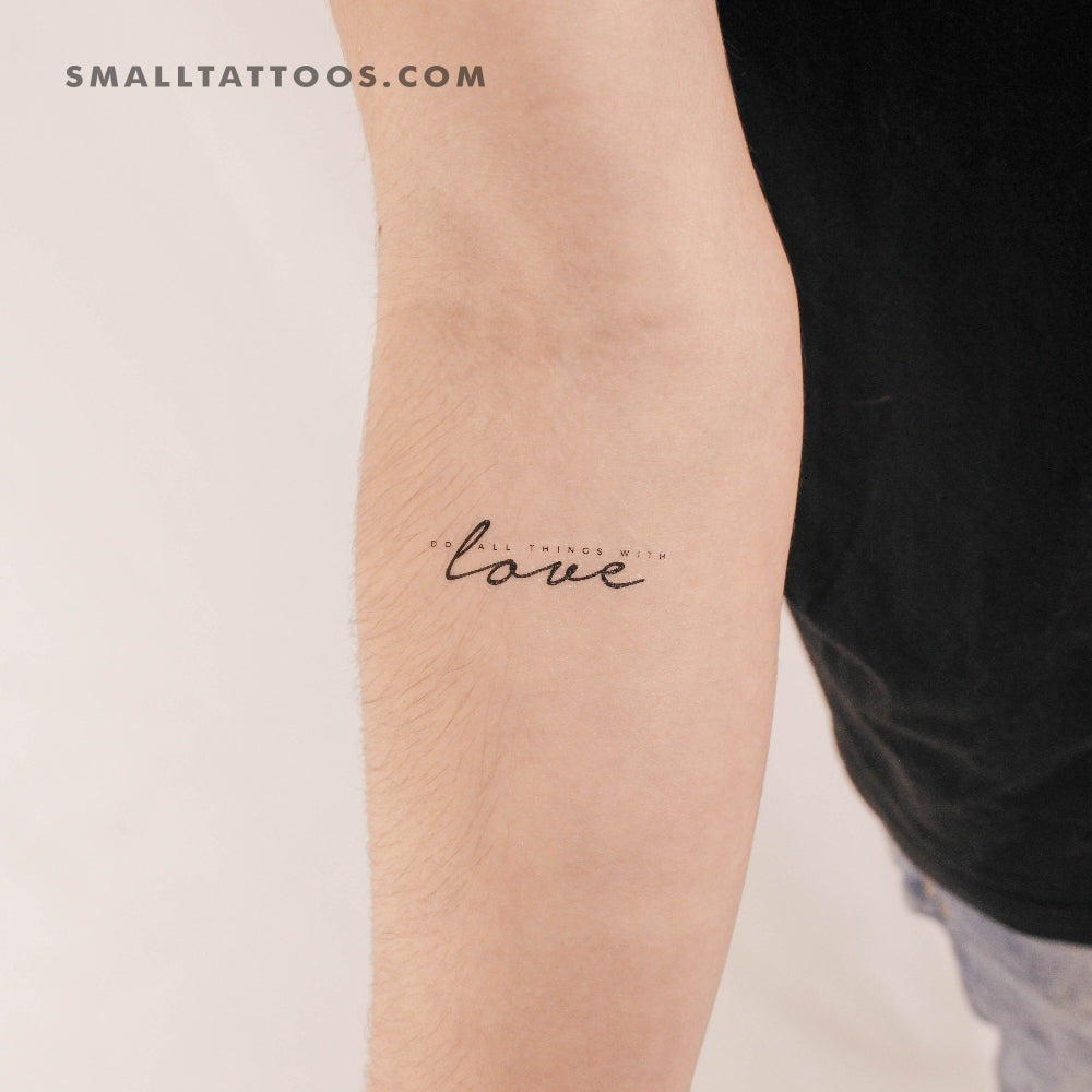 Do All Things With Love Temporary Tattoo - Set of 3