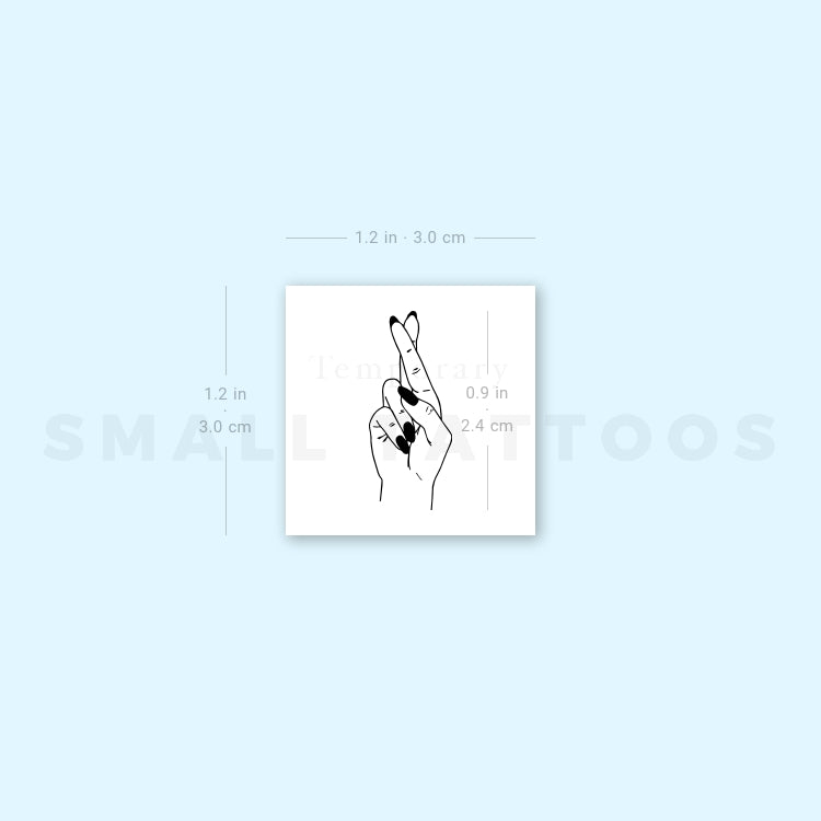 Small Crossed Fingers Temporary Tattoo (Set of 3)