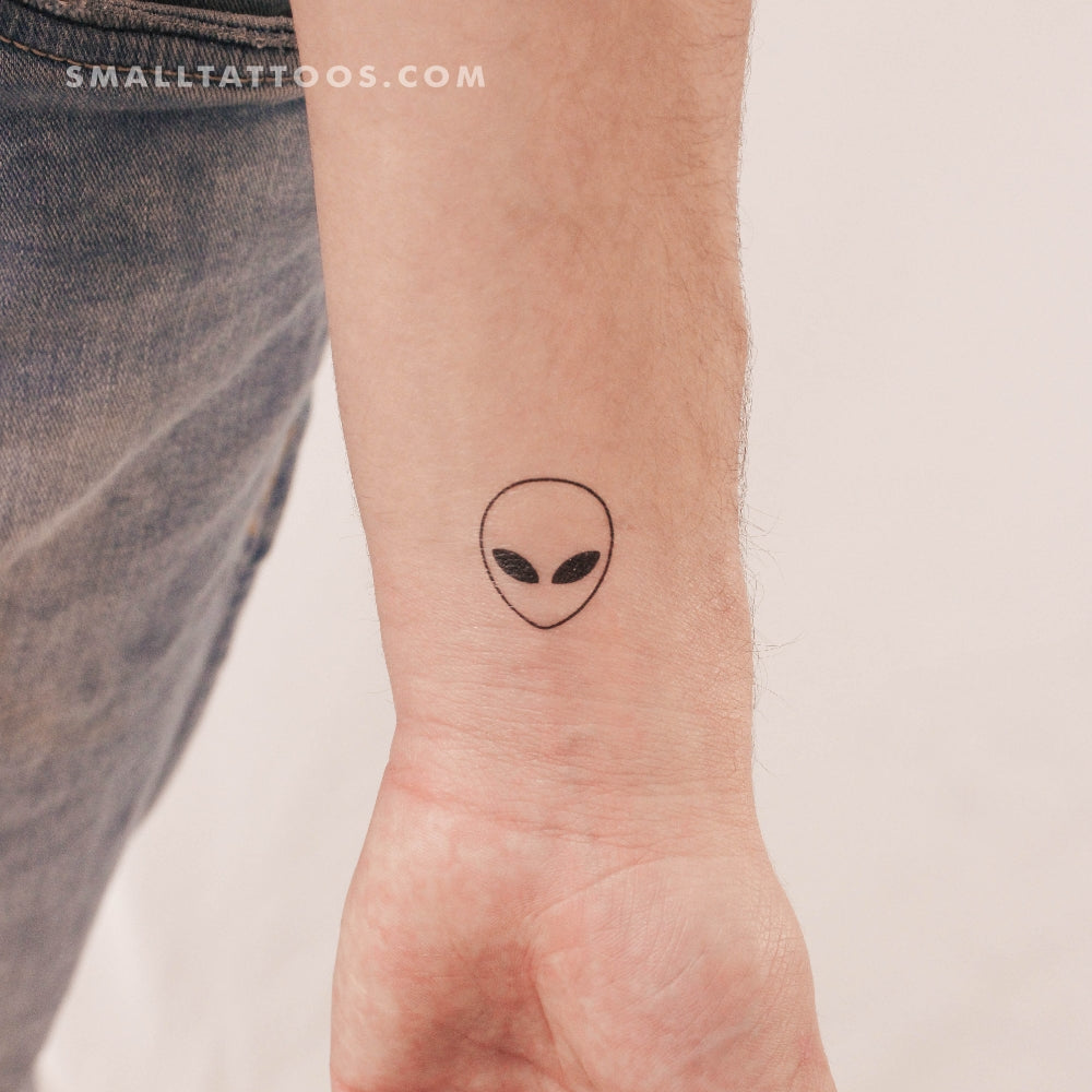 Tatuaje temporal de cabeza de extraterrestre (juego de 3)