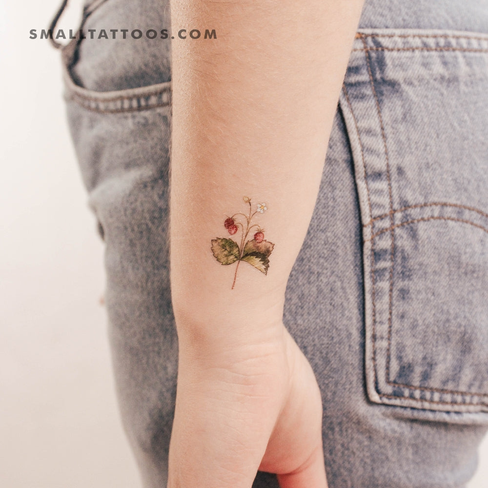 Small Wild Strawberries By Ann Lilya Temporary Tattoo (Set of 3)