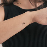 Z Uppercase Serif Letter Temporary Tattoo (Set of 3)