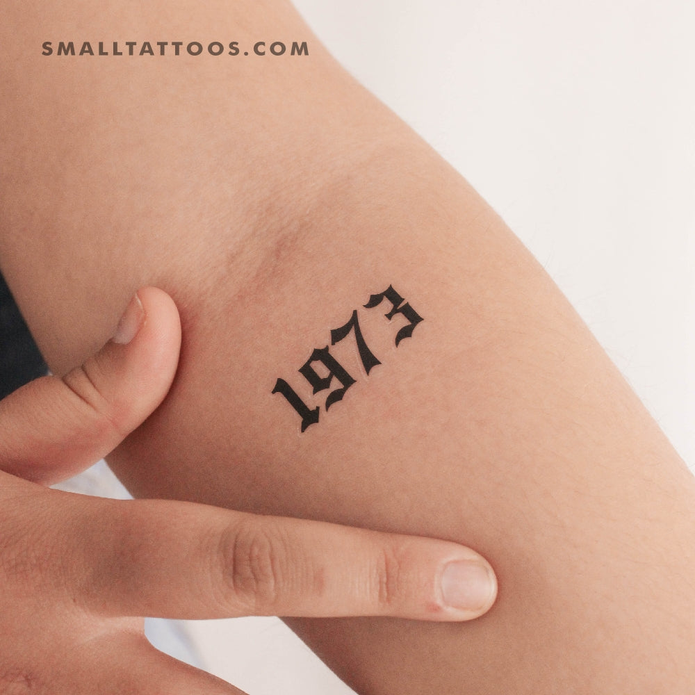Tatuaje temporal gótico del año de nacimiento 1973 (juego de 3)